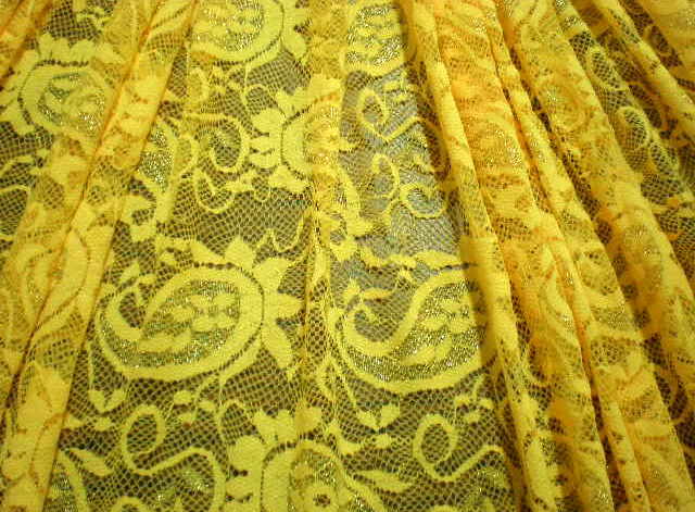 3.Yellow Romance Paisley Glitter Lace